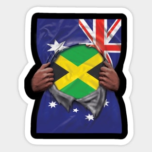 Jamaica Flag Australian Flag Ripped - Gift for Jamaican From Jamaica Sticker